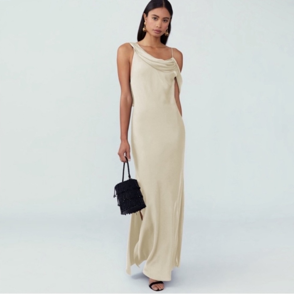 Fame and Partners Cream Backless Dress